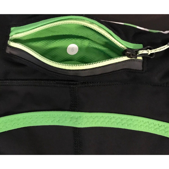 Lululemon Run Pace Crop Black/Ocean Stripe Frond Zip Back Pocket Leggings - 6 - Picture 9 of 9